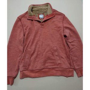 GH Bass & Co Men's Rust Fleece Collared Pullover Sweater Size L Pockets